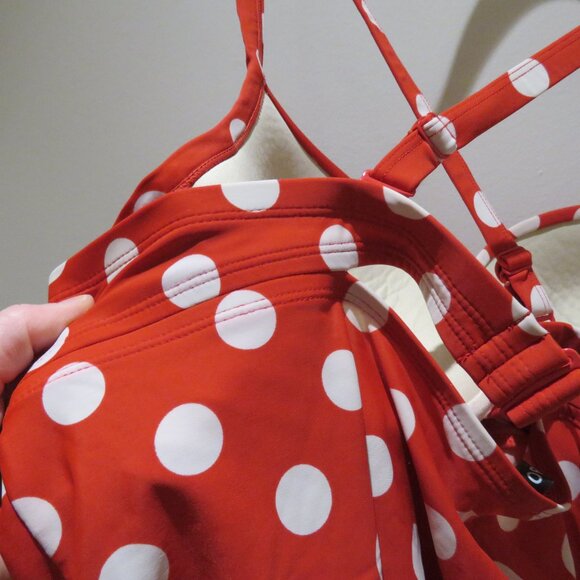 TORRID Red Polka Dot Cleavage Enhancer Tankini Swim Top Retro Pinup - Size 2X - Picture 11 of 13